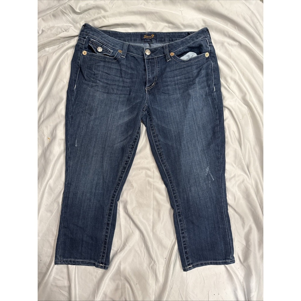 Seven7 Dark Blue Denim Capris
